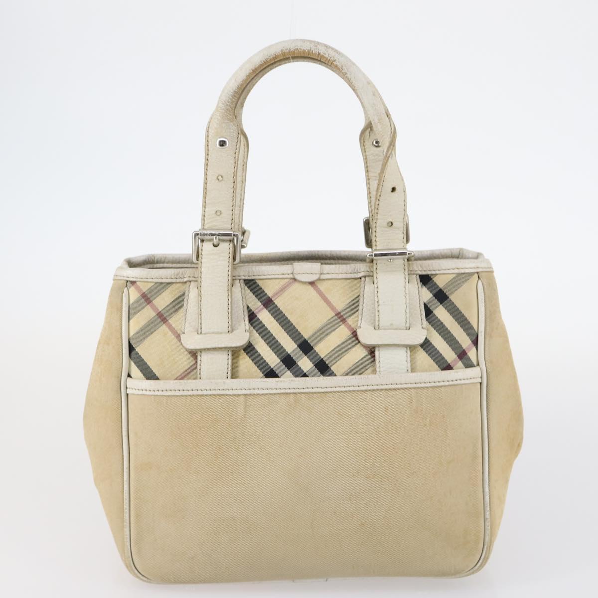 BURBERRY Nova Check Hand Bag Nylon Canvas 2Set Beige Auth 145274