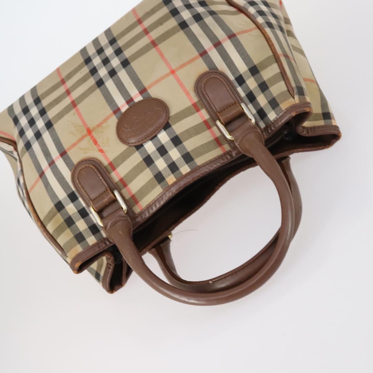 BURBERRY Nova Check Hand Bag Nylon Canvas 2Set Beige Auth 145274