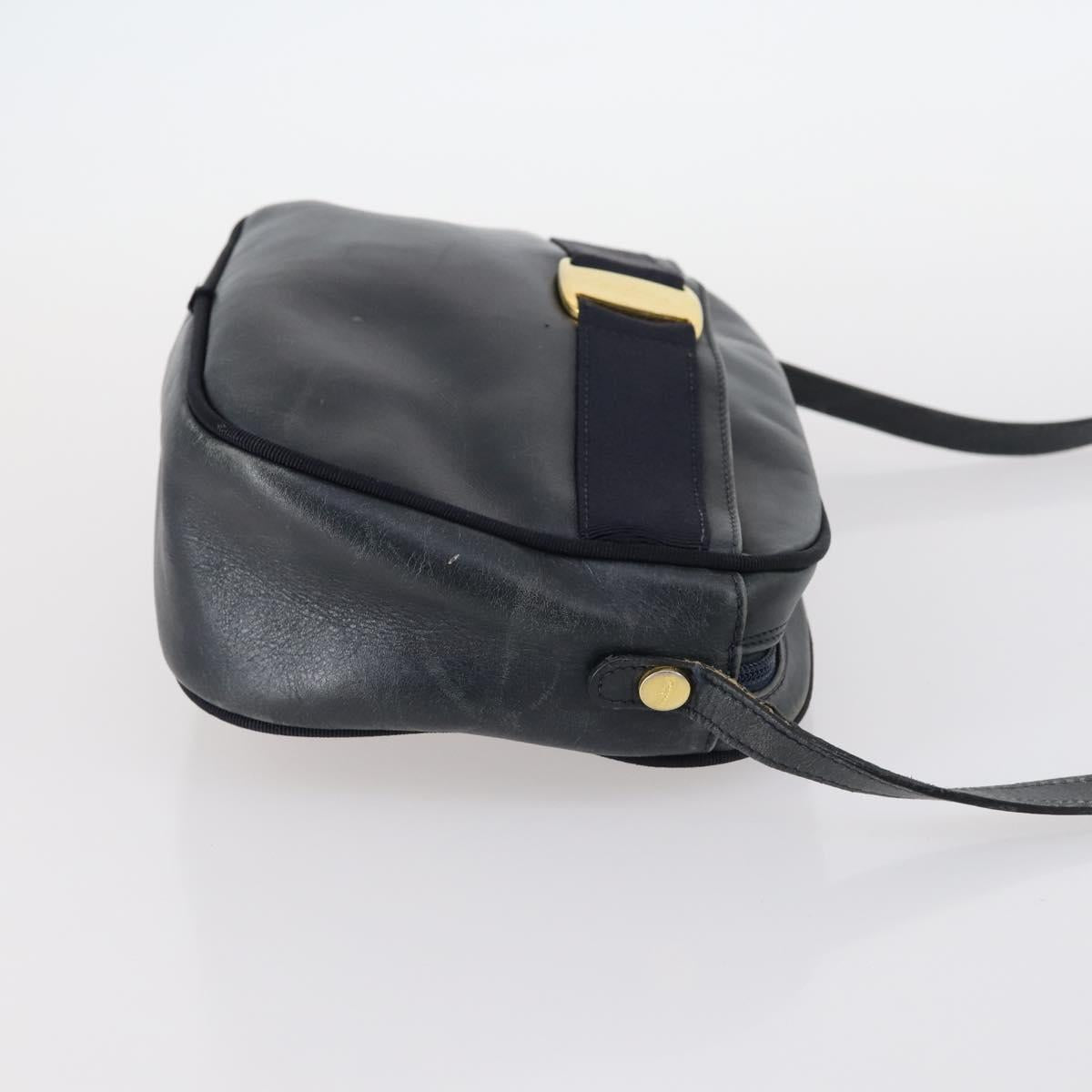 Salvatore Ferragamo Shoulder Bag Leather Canvas 2Set Beige Navy Auth 145275