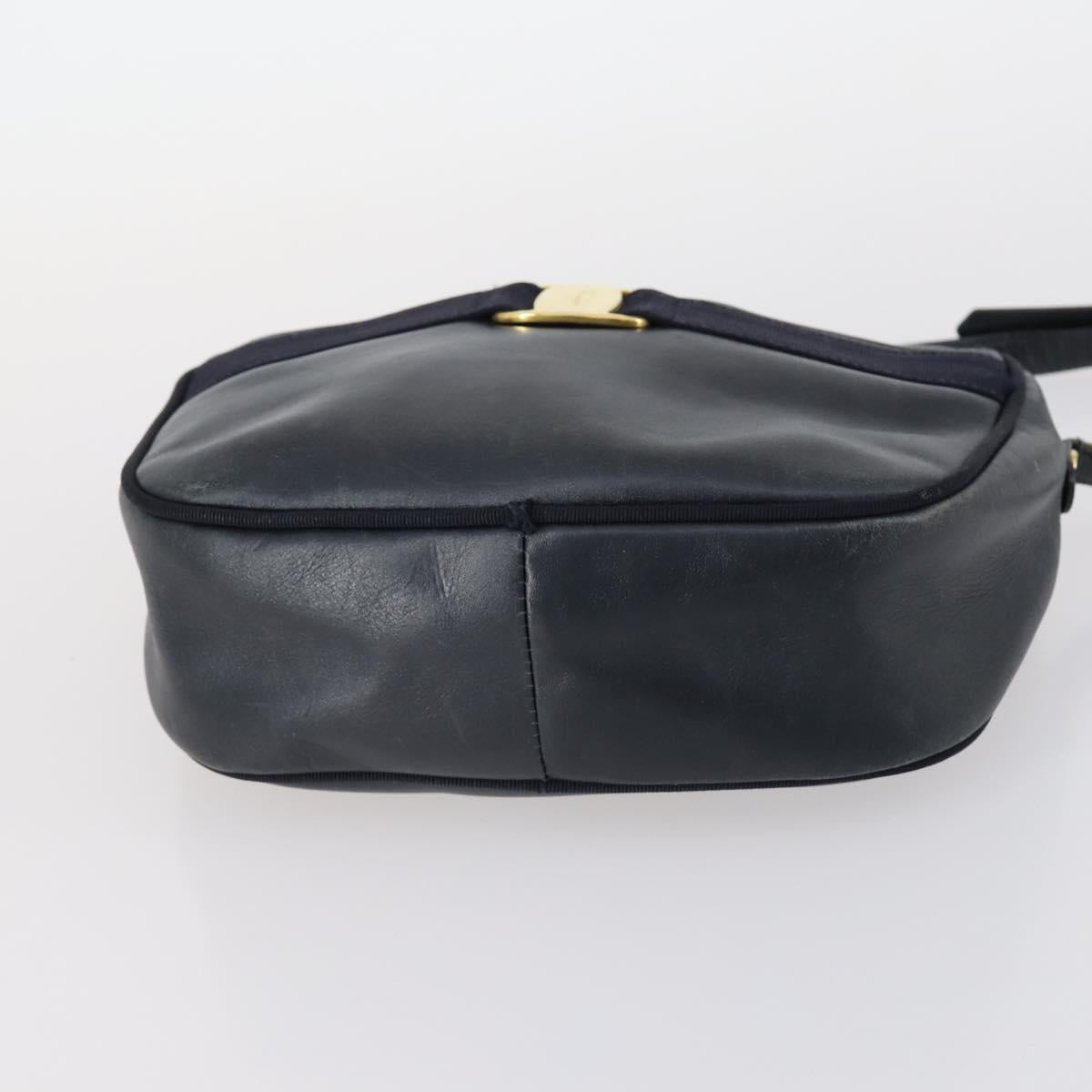 Salvatore Ferragamo Shoulder Bag Leather Canvas 2Set Beige Navy Auth 145275