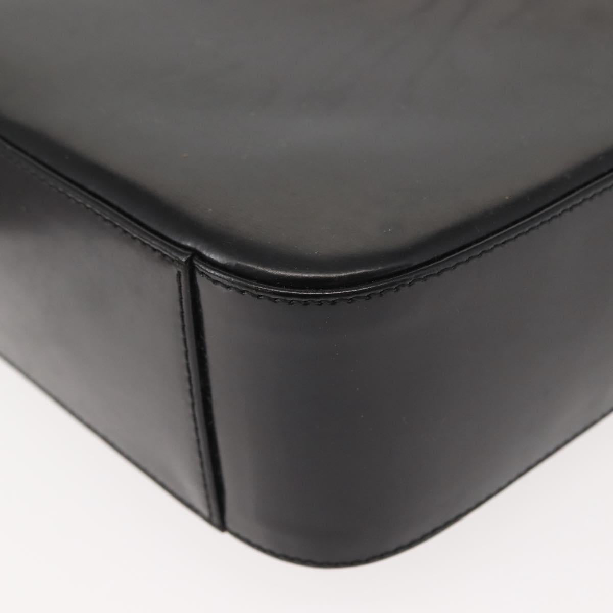 GUCCI Shoulder Bag Enamel Black Silver Auth 145286