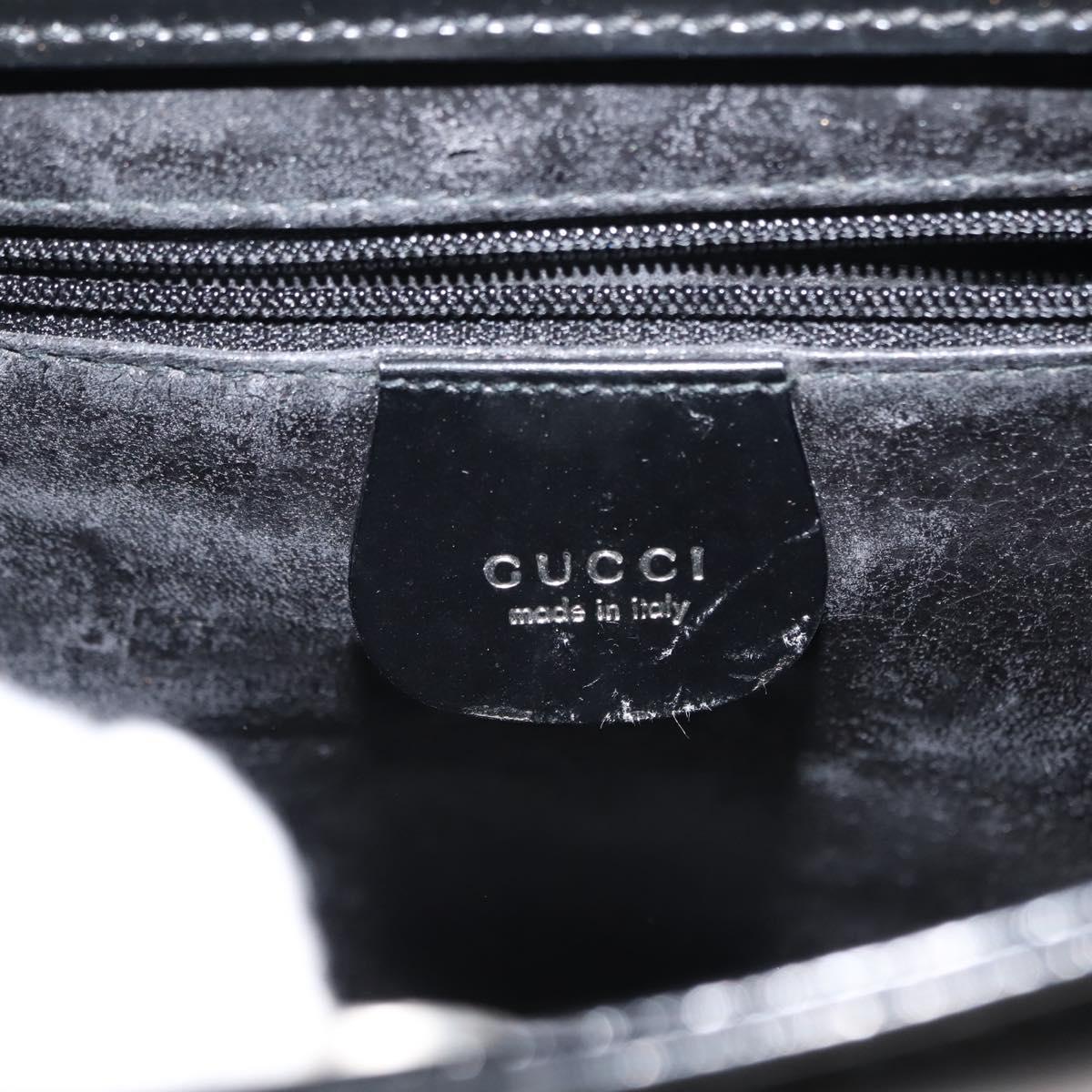 GUCCI Shoulder Bag Enamel Black Silver Auth 145286