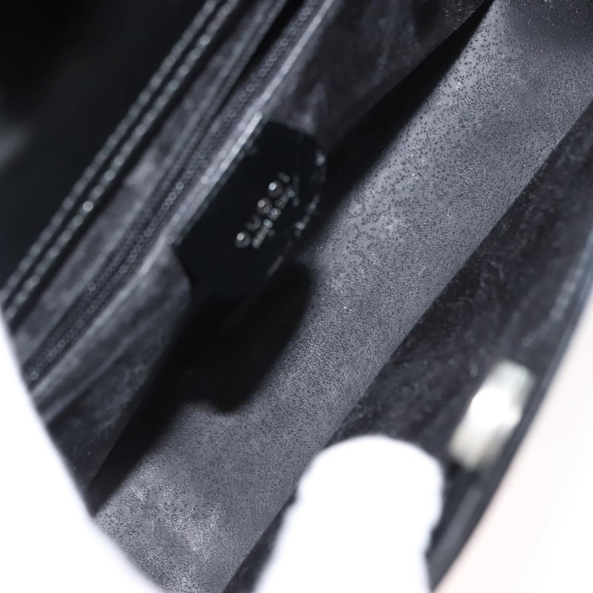 GUCCI Shoulder Bag Enamel Black Silver Auth 145286