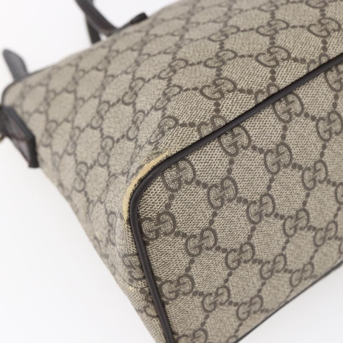 GUCCI GG Supreme Tote Bag PVC Leather Beige Gold 353440 Auth 145287