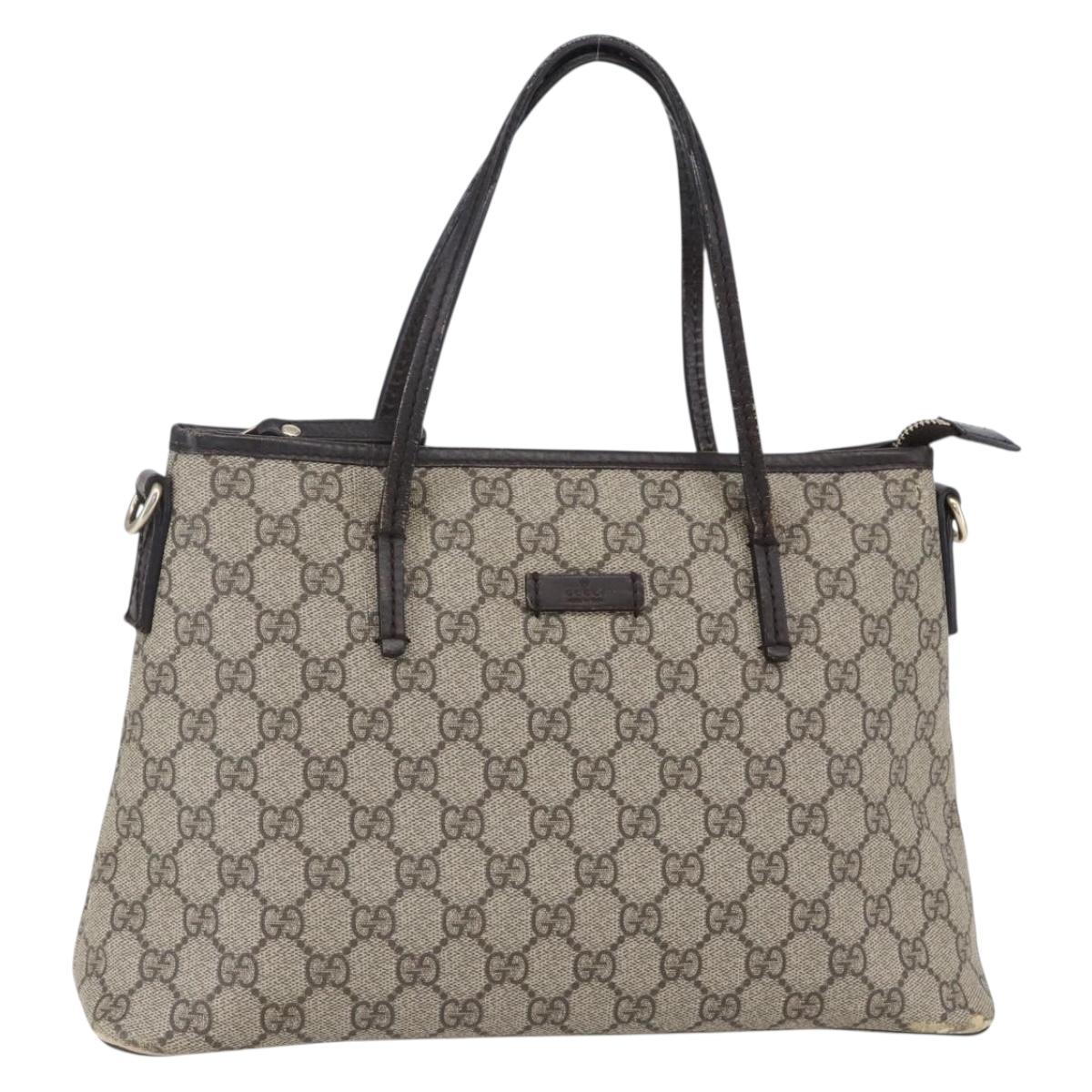 GUCCI GG Supreme Tote Bag PVC Leather Beige Gold 353440 Auth 145287