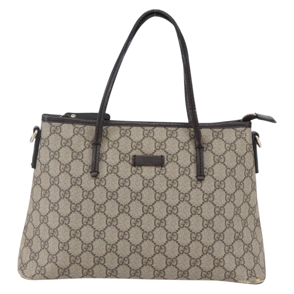 GUCCI GG Supreme Tote Bag PVC Leather Beige Gold 353440 Auth 145287