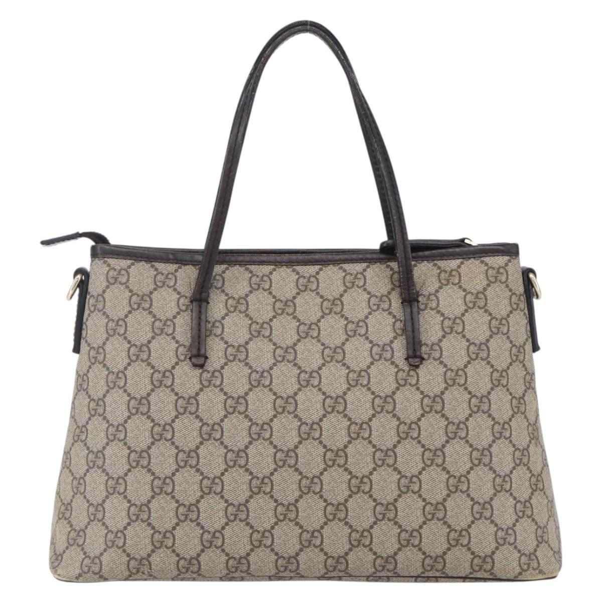 GUCCI GG Supreme Tote Bag PVC Leather Beige Gold 353440 Auth 145287