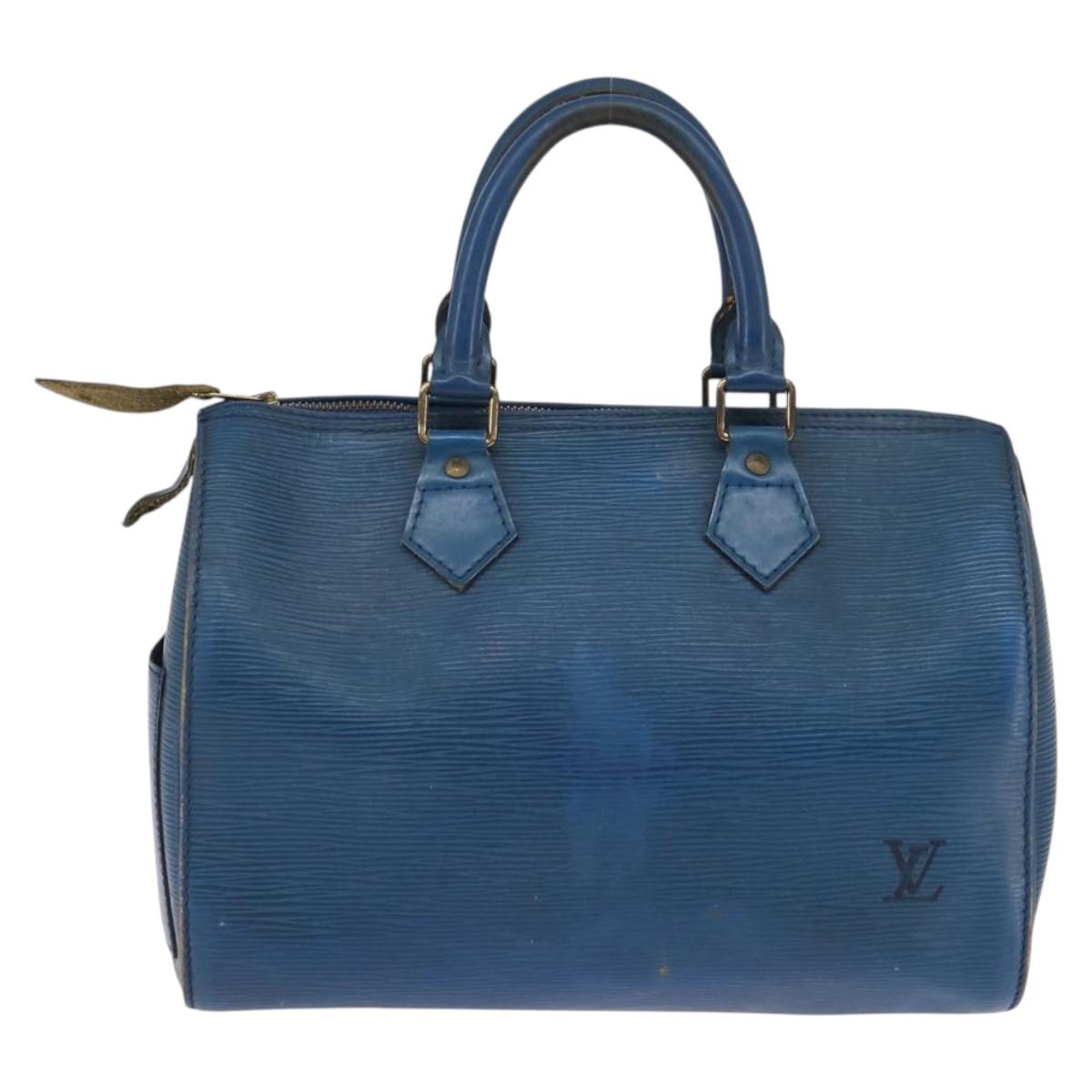 LOUIS VUITTON Epi Speedy 25 Hand Bag Toledo Blue M43015 LV Auth 145306