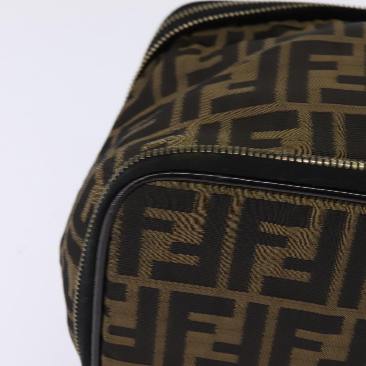FENDI Zucca Canvas Vanity Pouch Black Brown gold Auth 145319