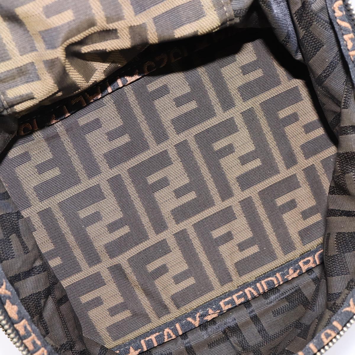 FENDI Zucca Canvas Vanity Pouch Black Brown gold Auth 145319