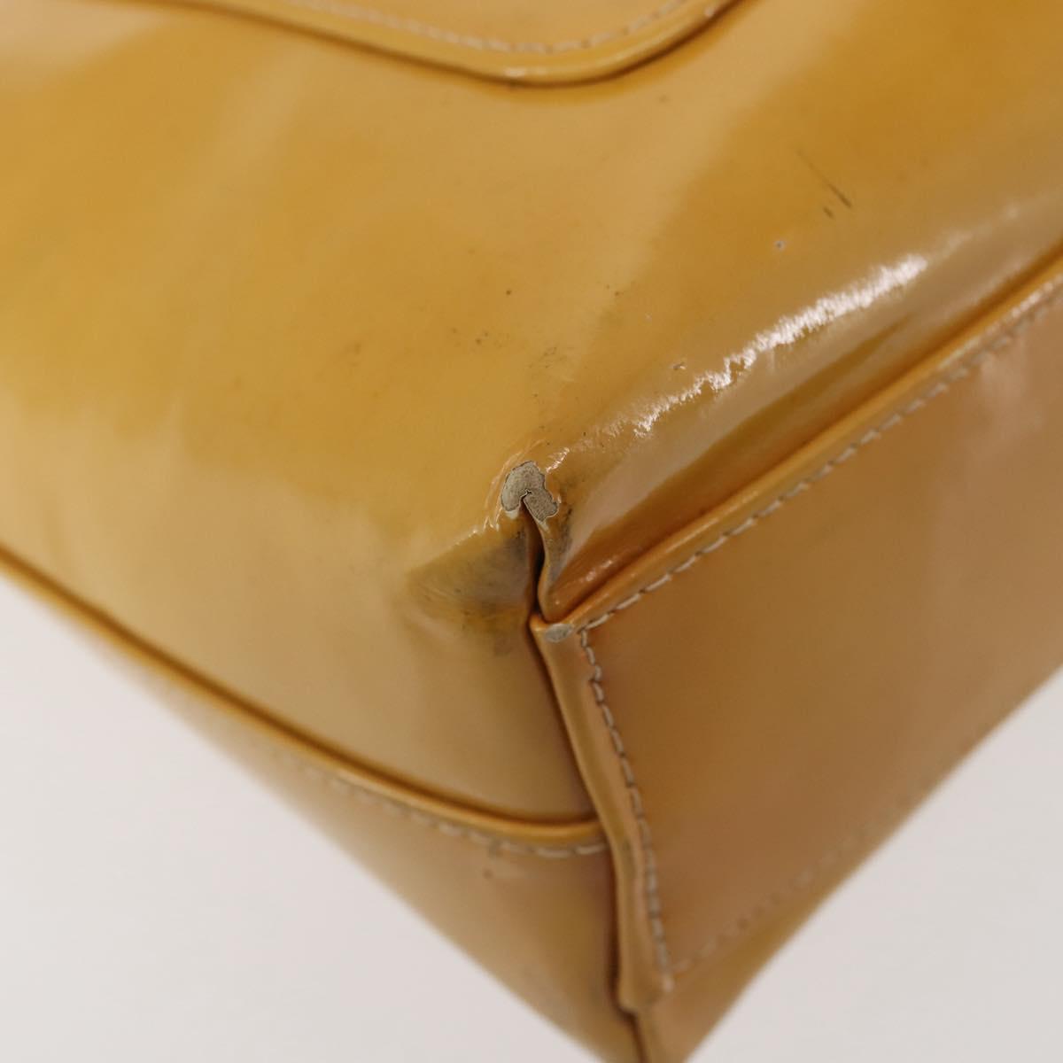 CHANEL Chain Shoulder Bag Enamel Yellow CC Auth 145322