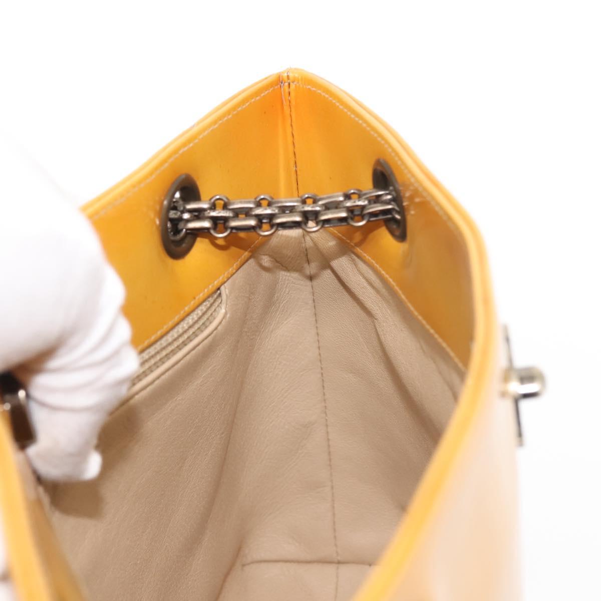 CHANEL Chain Shoulder Bag Enamel Yellow CC Auth 145322