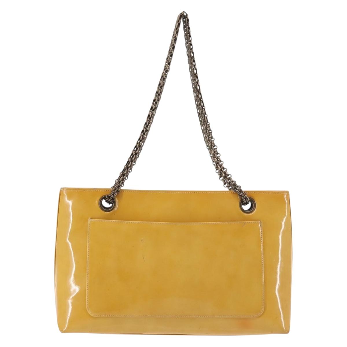 CHANEL Chain Shoulder Bag Enamel Yellow CC Auth 145322