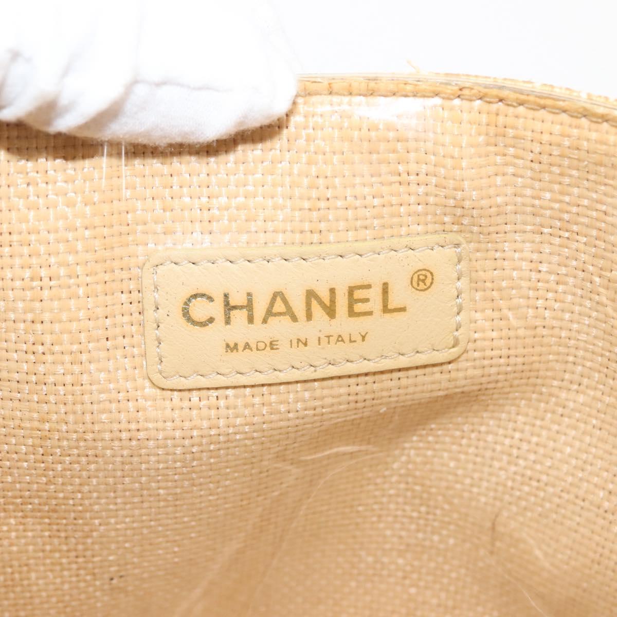 CHANEL Camelia Tote Bag Raffia Beige Gold CC Auth 145323