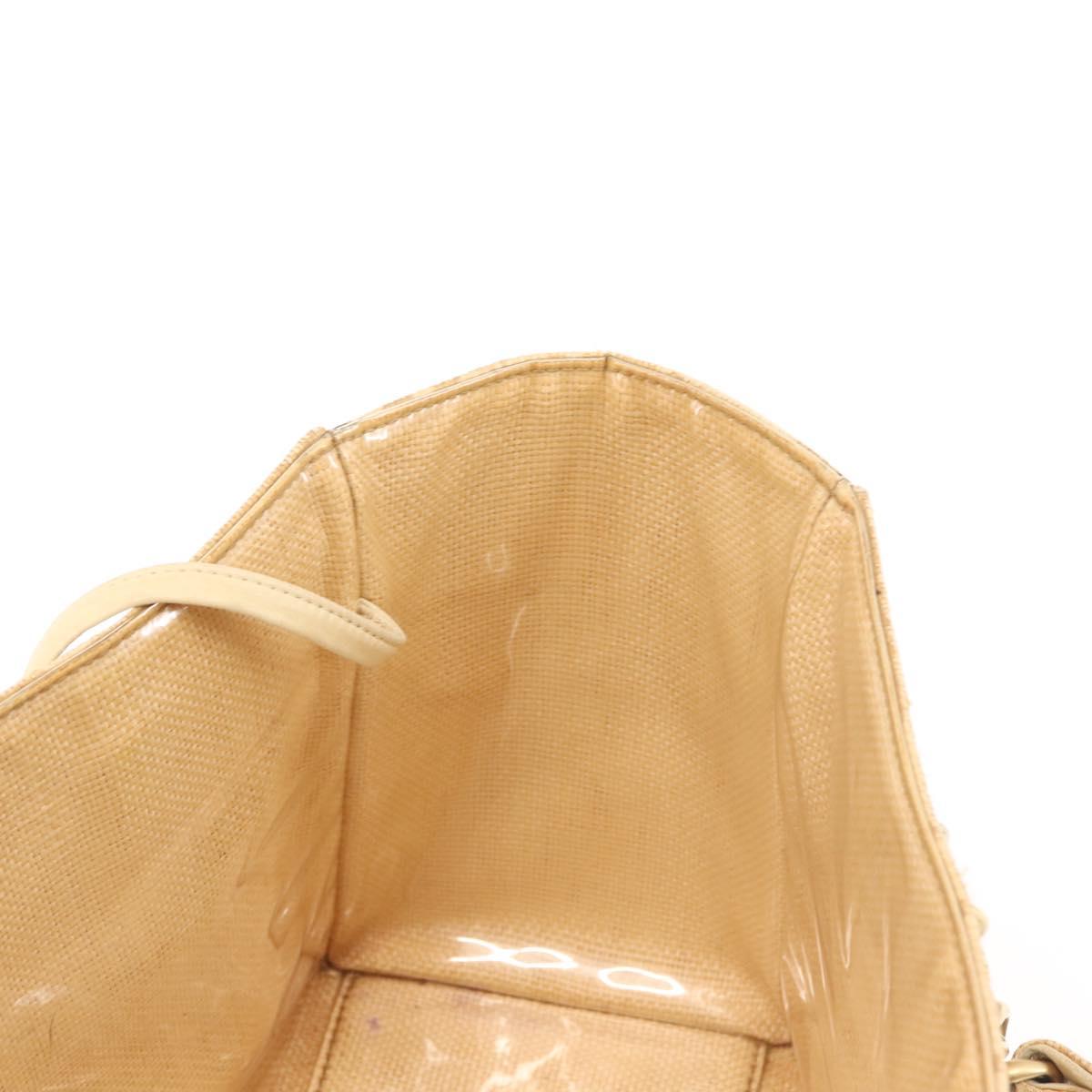 CHANEL Camelia Tote Bag Raffia Beige Gold CC Auth 145323