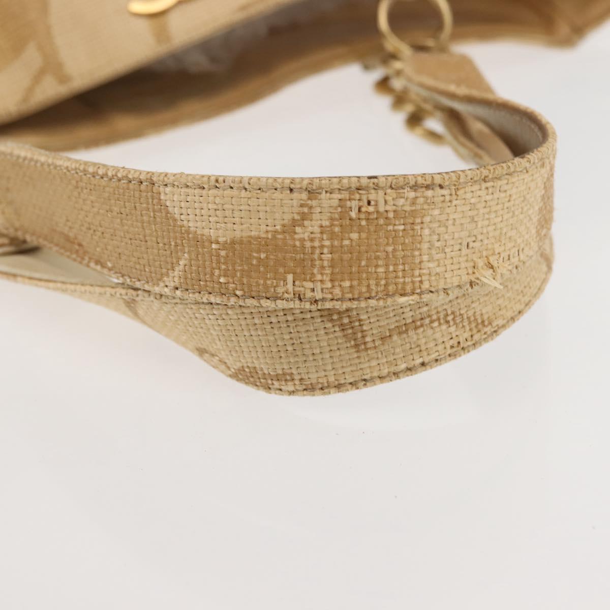 CHANEL Camelia Tote Bag Raffia Beige Gold CC Auth 145323