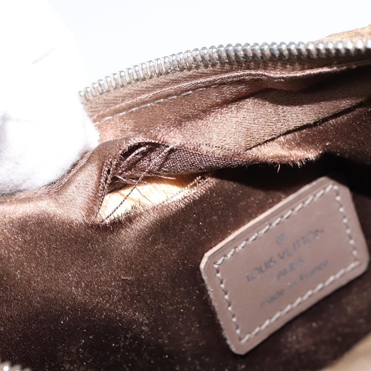 LOUIS VUITTON Monogram Satin Little Boulogne Hand Bag Beige M92143 Auth 145324