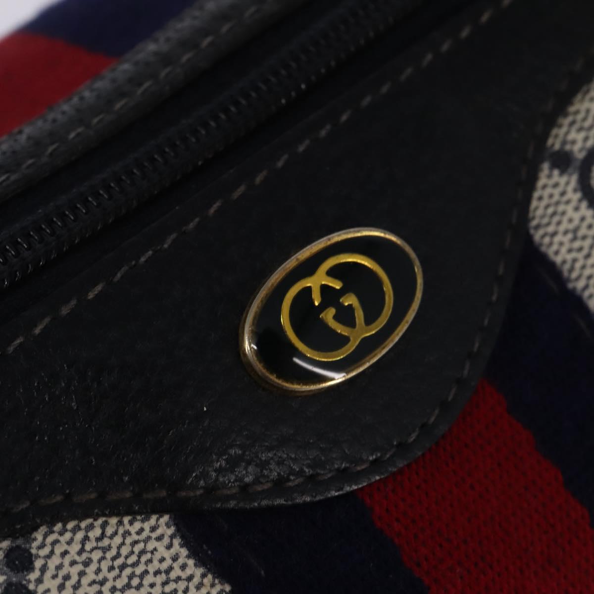 GUCCI GG Supreme Sherry Line Boston Bag PVC Navy Gold 40 3841 Auth 145327