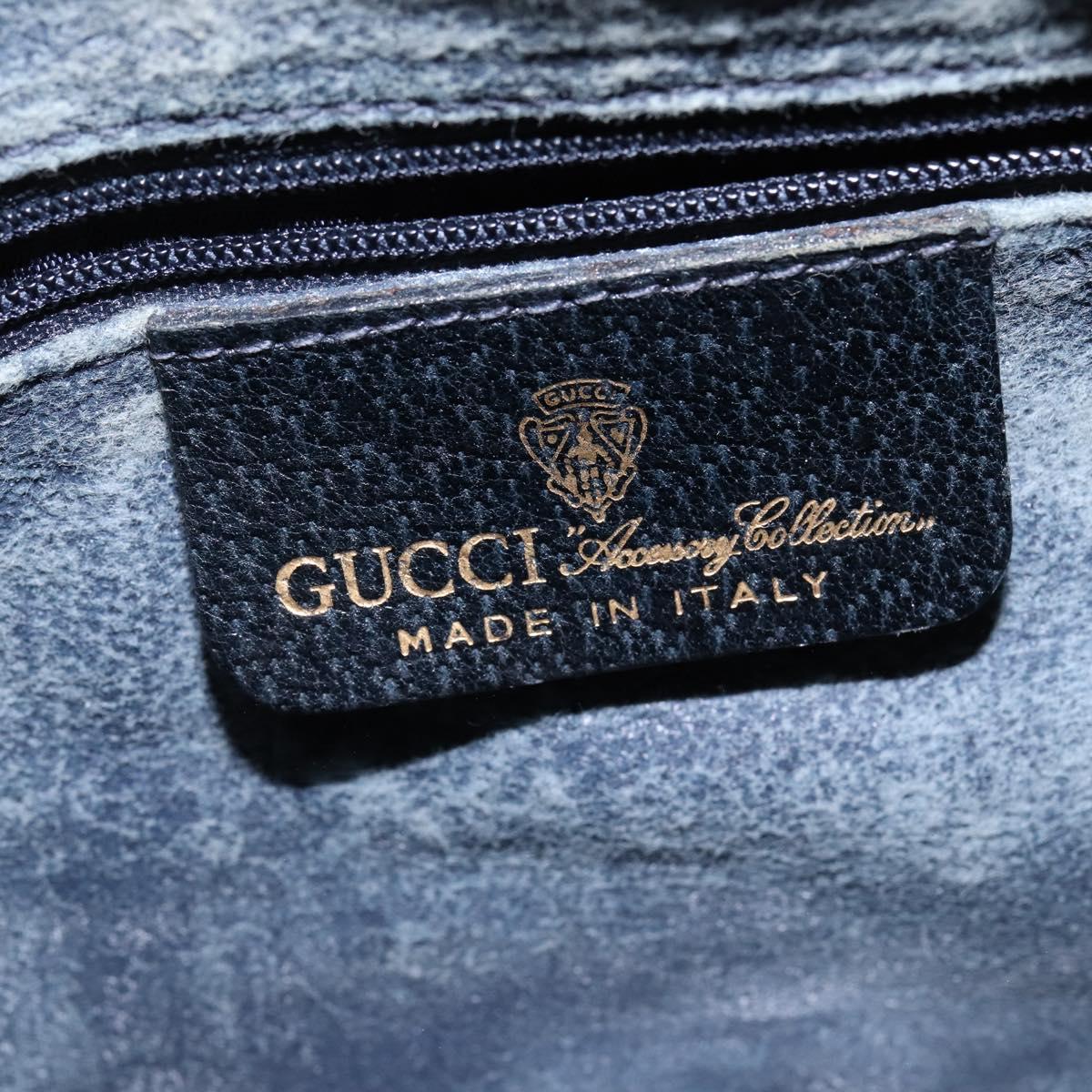GUCCI GG Supreme Sherry Line Boston Bag PVC Navy Gold 40 3841 Auth 145327