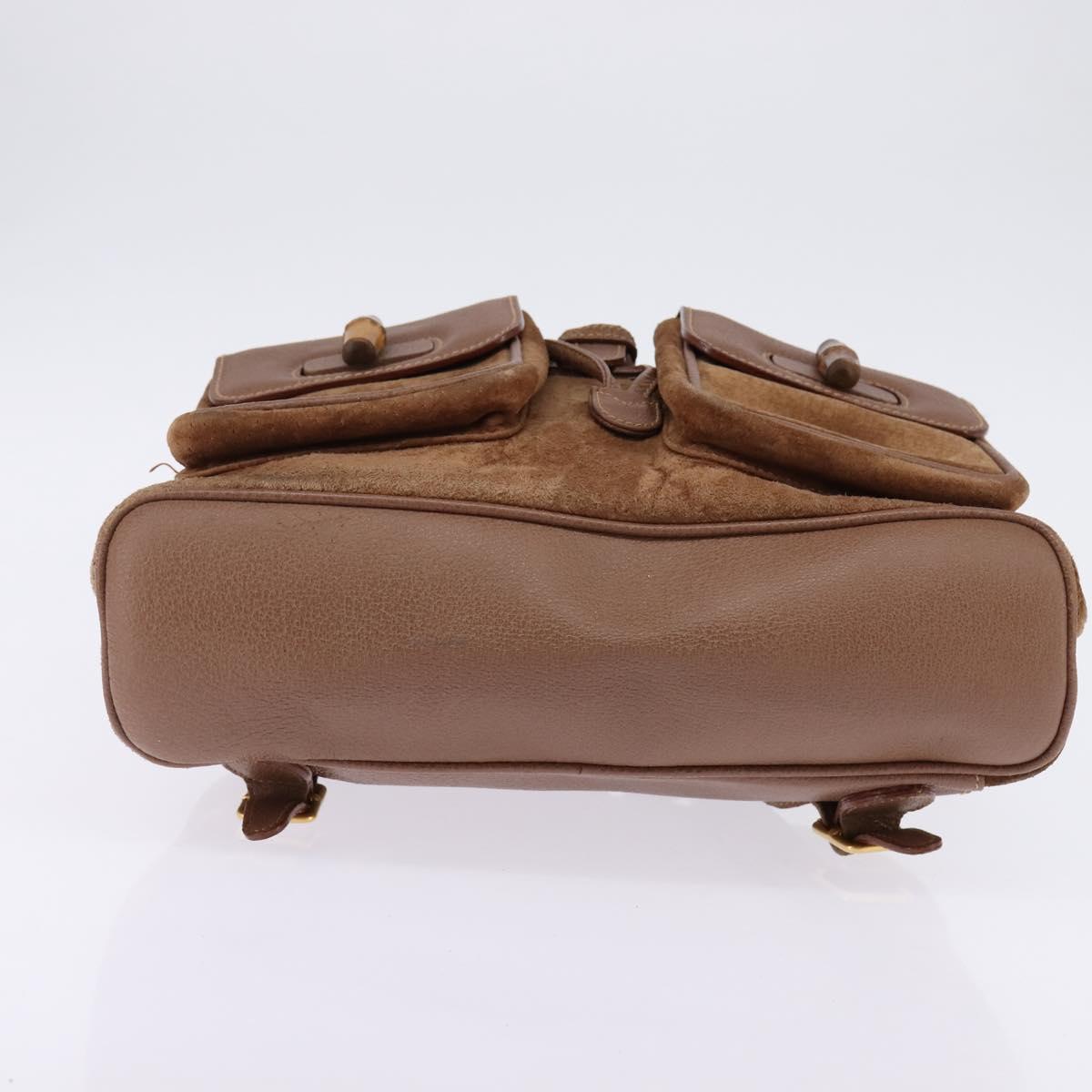 GUCCI Bamboo Backpack Suede Brown Gold 003 2058 0016 Auth 145329
