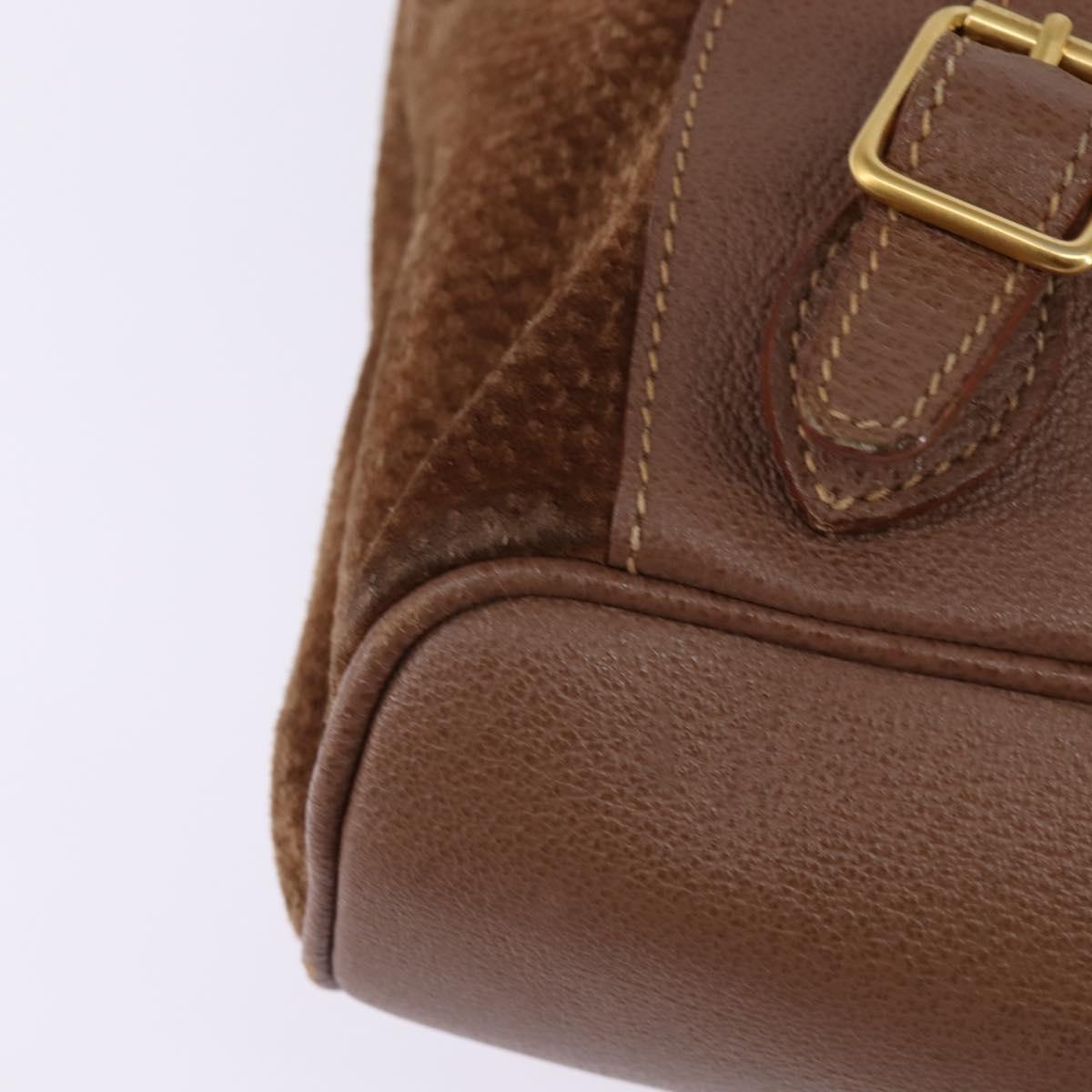 GUCCI Bamboo Backpack Suede Brown Gold 003 2058 0016 Auth 145329