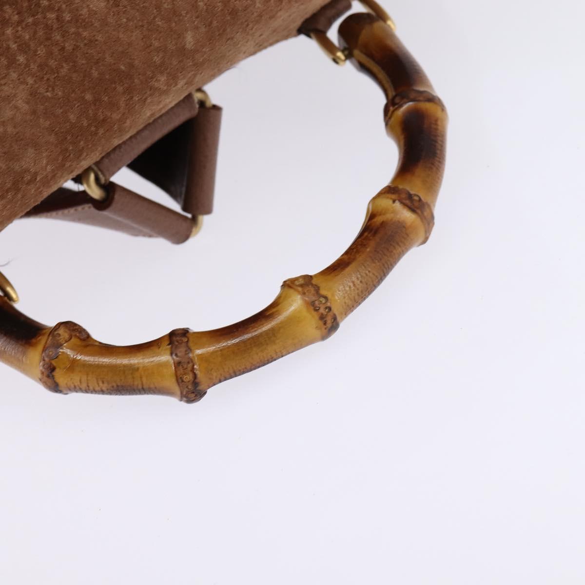 GUCCI Bamboo Backpack Suede Brown Gold 003 2058 0016 Auth 145329