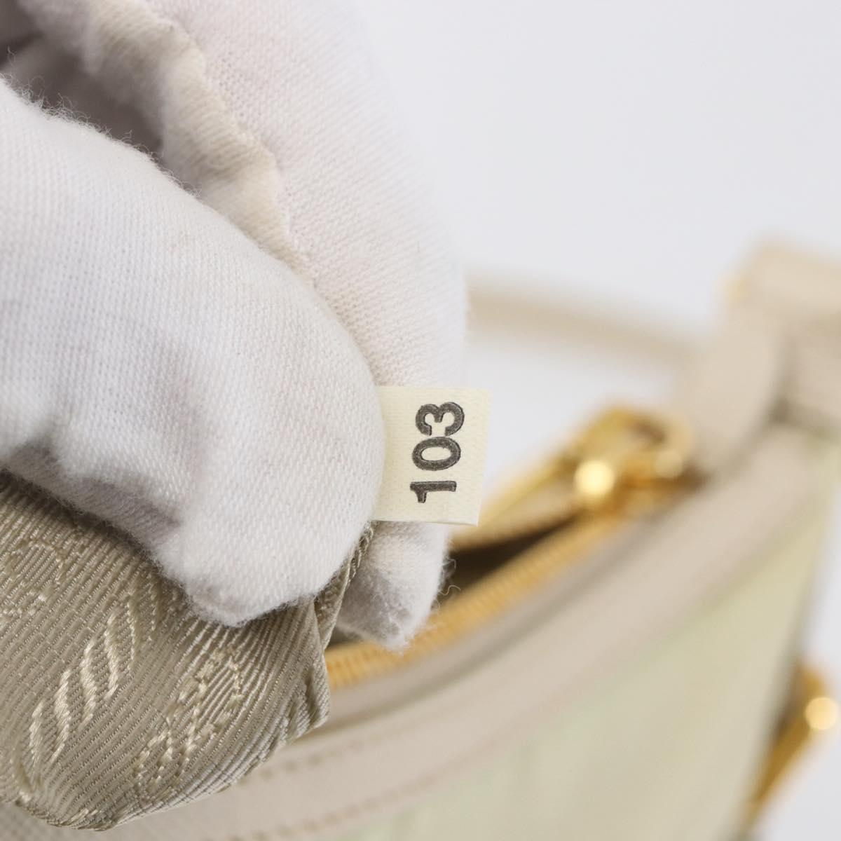 PRADA Shoulder Bag Nylon Leather Beige Gold Auth 145330