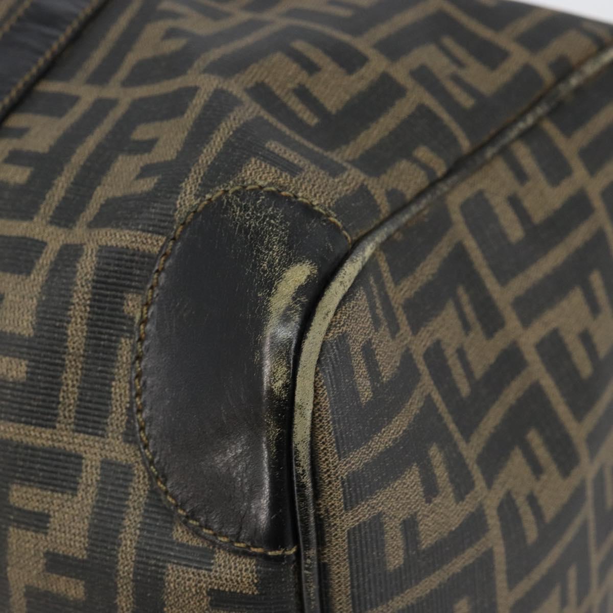 FENDI Zucca Canvas Boston Bag PVC Black Brown Auth 145332