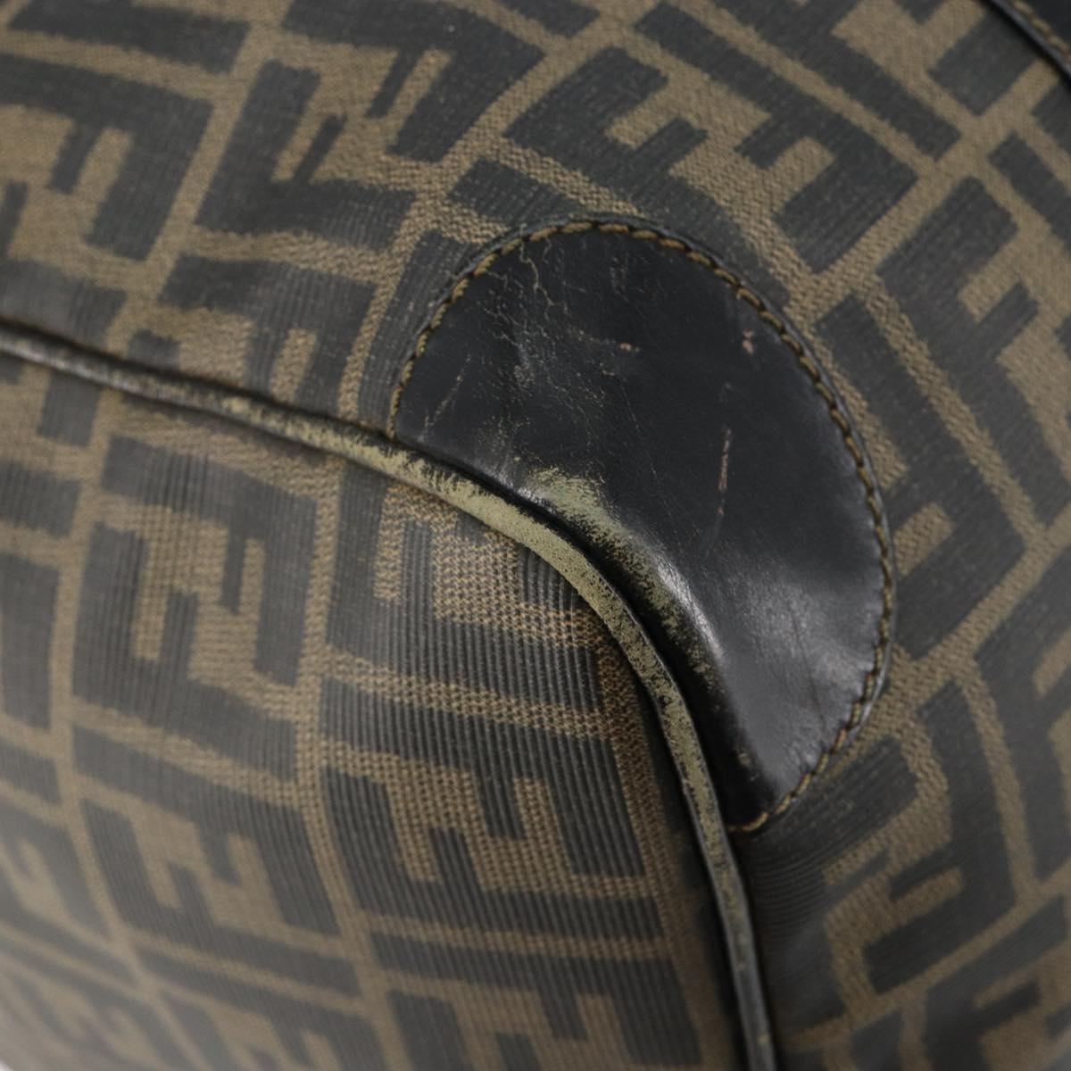 FENDI Zucca Canvas Boston Bag PVC Black Brown Auth 145332