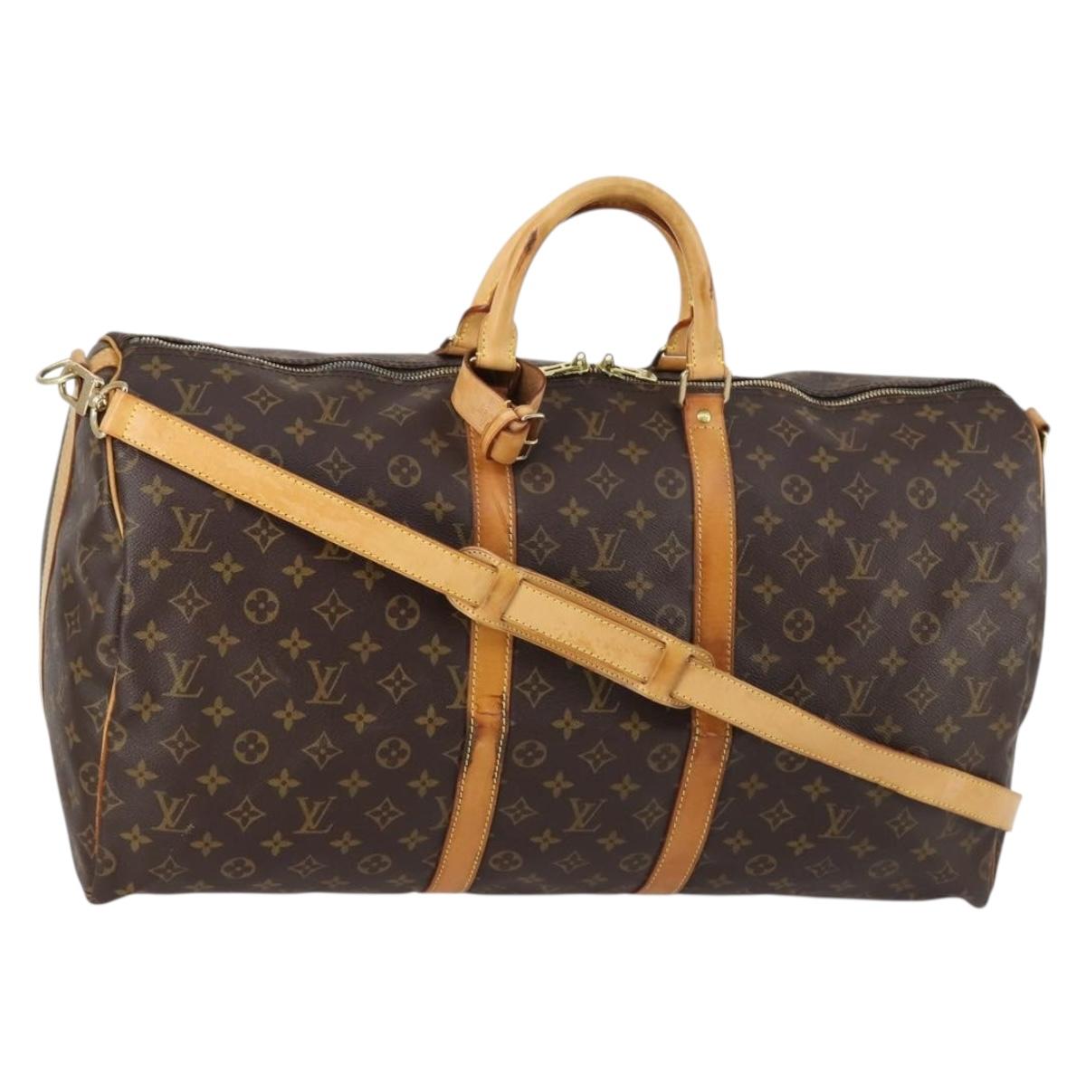 LOUIS VUITTON Monogram Keepall Bandouliere 55 Boston Bag M41414 LV Auth 145335
