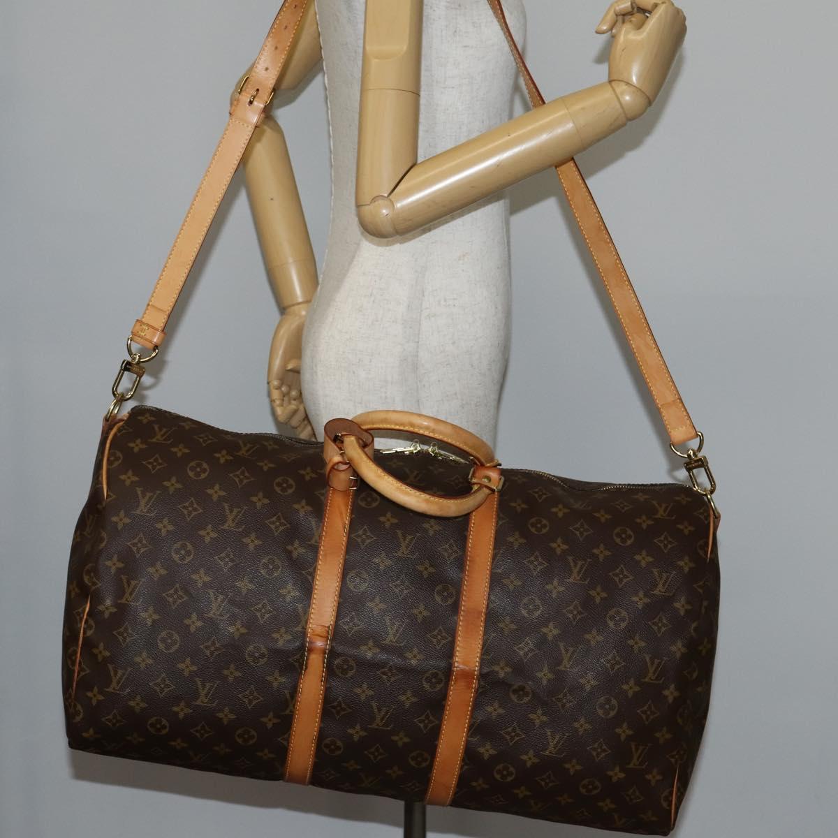 LOUIS VUITTON Monogram Keepall Bandouliere 55 Boston Bag M41414 LV Auth 145335
