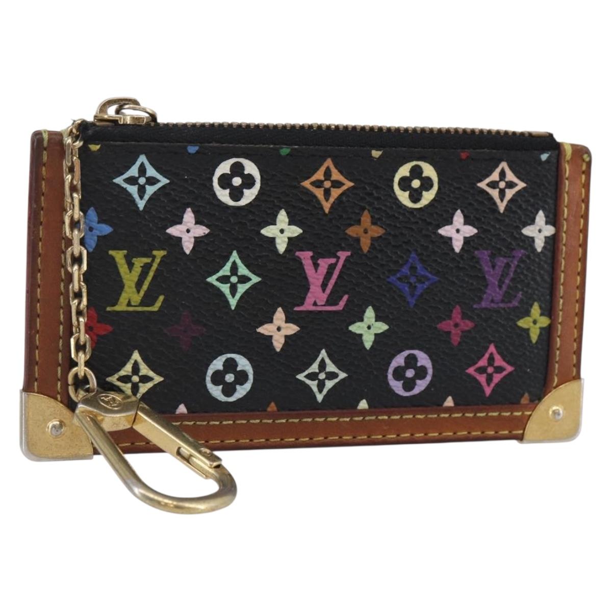 LOUIS VUITTON Multicolor Pochette Cles Coin Purse Black M13664 LV Auth 145350