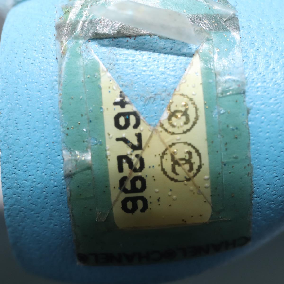 CHANEL New Travel Line Tote Bag Nylon Light Blue Silver CC Auth 145352