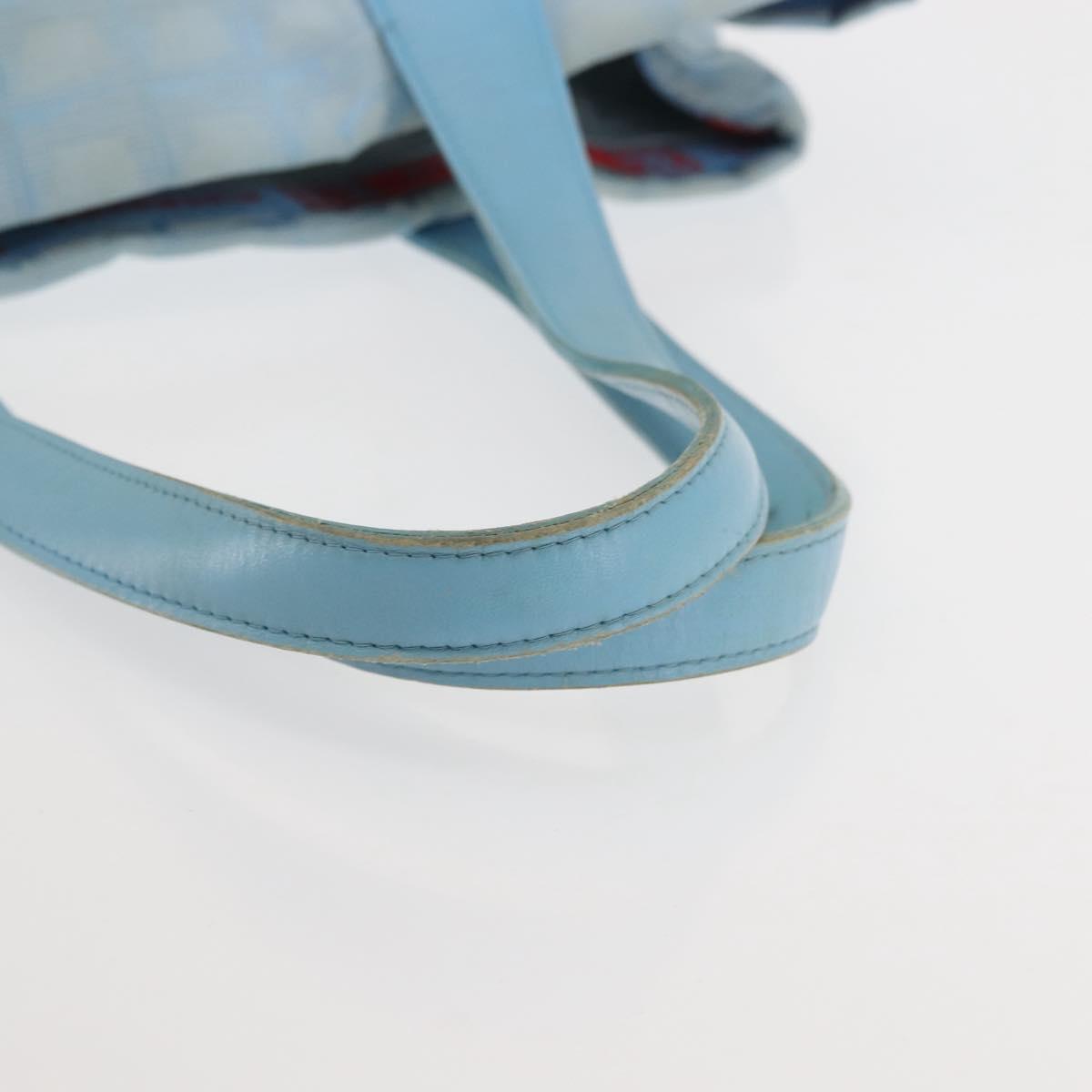 CHANEL New Travel Line Tote Bag Nylon Light Blue Silver CC Auth 145352