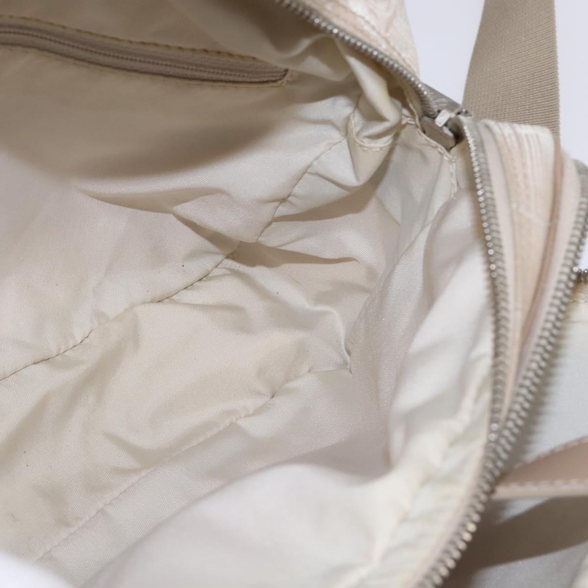 CHANEL New Travel Line Hand Bag Nylon 2way Beige Silver CC Auth 145353