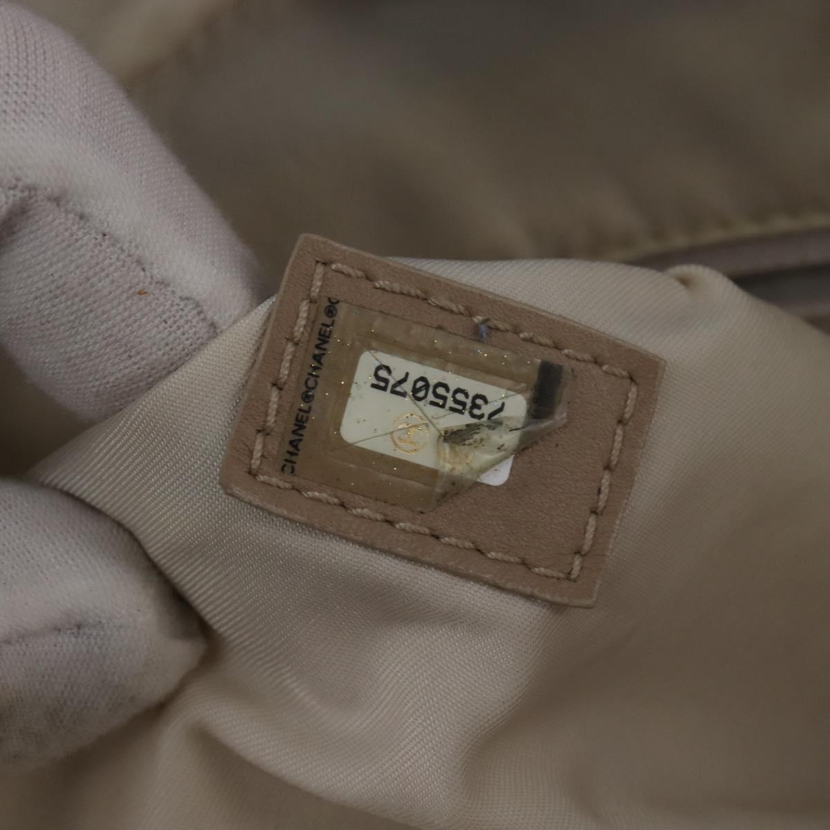 CHANEL New Travel Line Hand Bag Nylon 2way Beige Silver CC Auth 145353