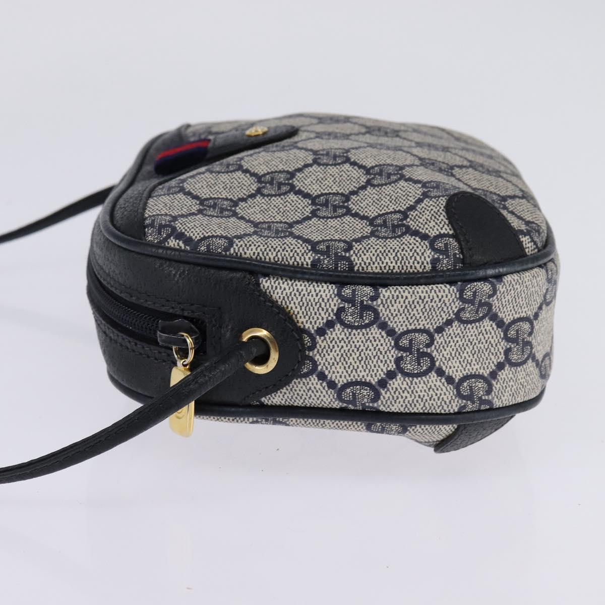 GUCCI GG Supreme Sherry Line Shoulder Bag PVC Navy Gold 89 02 066 Auth 145357