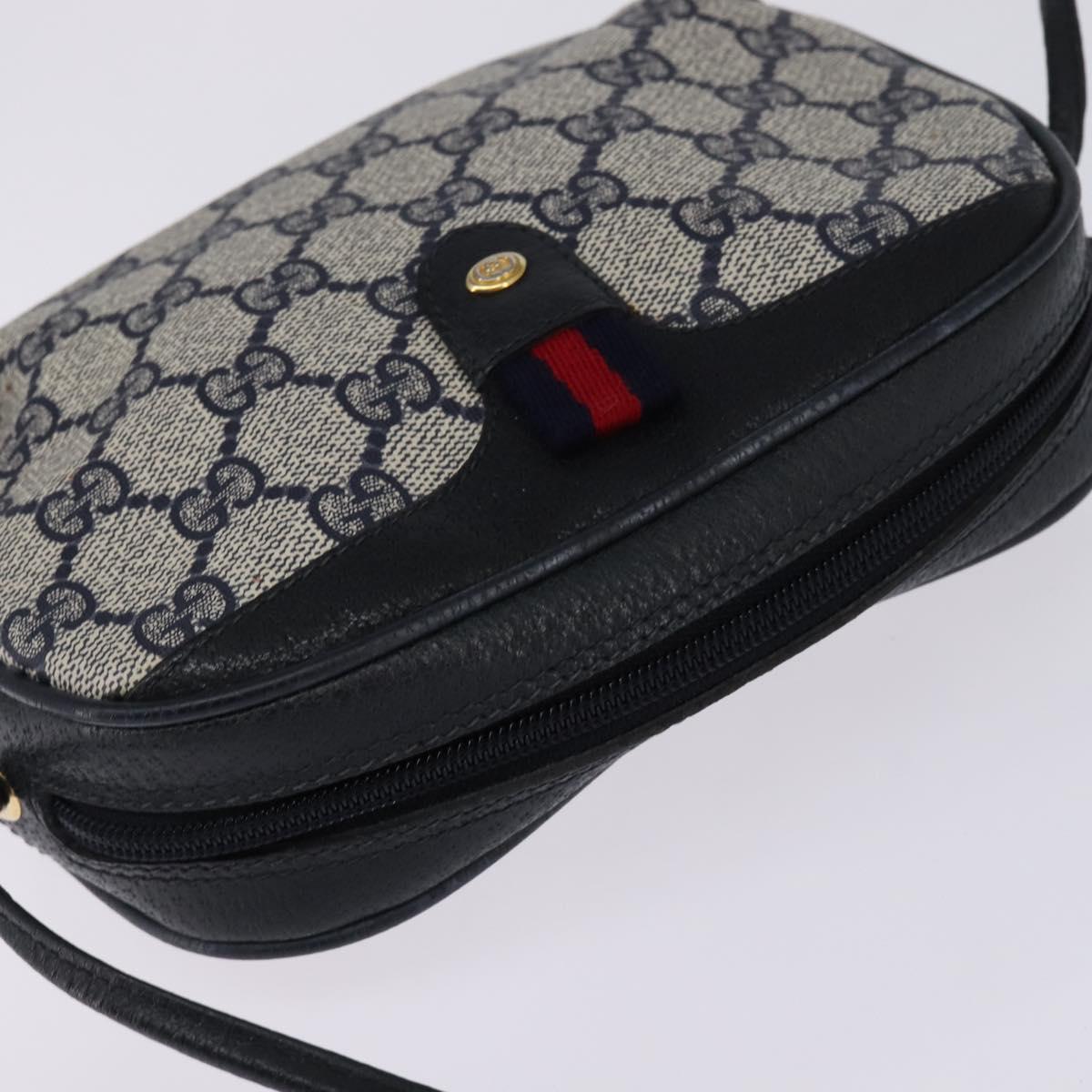 GUCCI GG Supreme Sherry Line Shoulder Bag PVC Navy Gold 89 02 066 Auth 145357