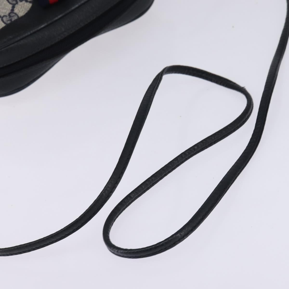 GUCCI GG Supreme Sherry Line Shoulder Bag PVC Navy Gold 89 02 066 Auth 145357