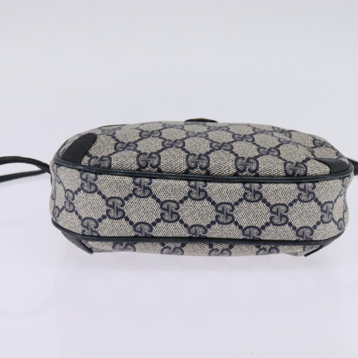 GUCCI GG Supreme Sherry Line Shoulder Bag PVC Navy Gold 89 02 066 Auth 145357