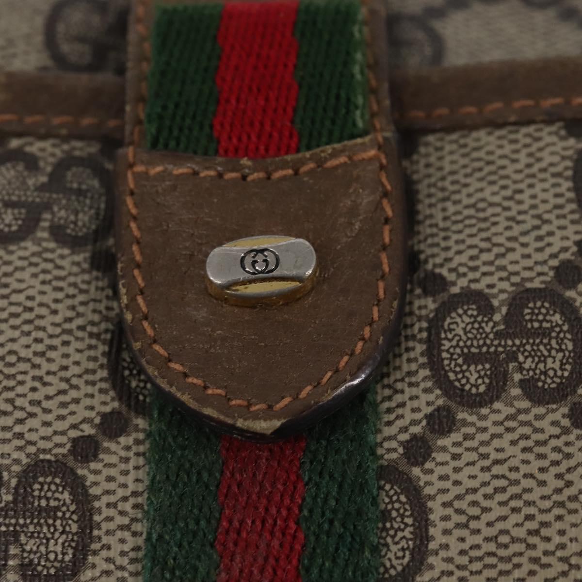 GUCCI GG Supreme Web Sherry Line Bag PVC Beige Gold 89 02 055 Auth 145358