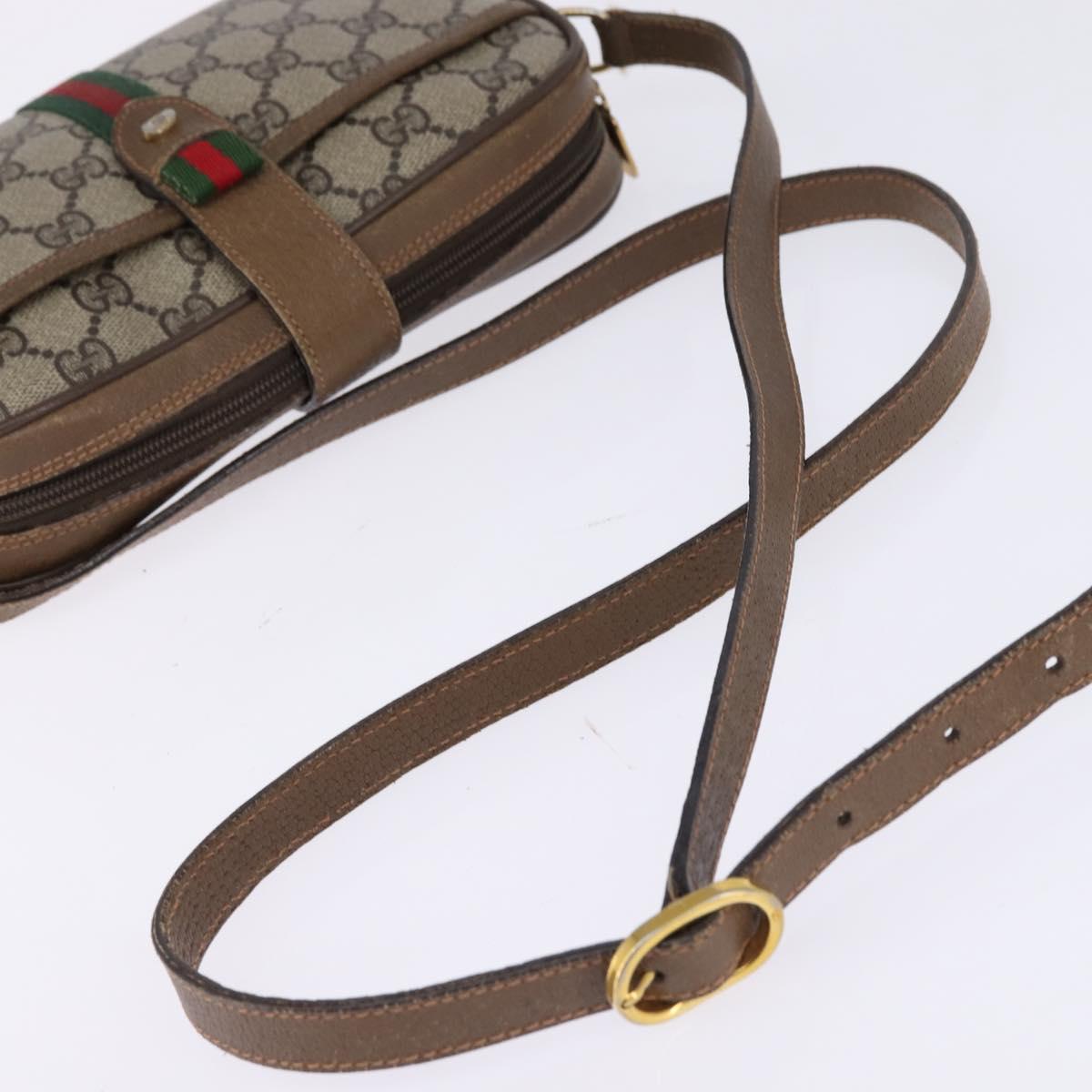 GUCCI GG Supreme Web Sherry Line Bag PVC Beige Gold 89 02 055 Auth 145358