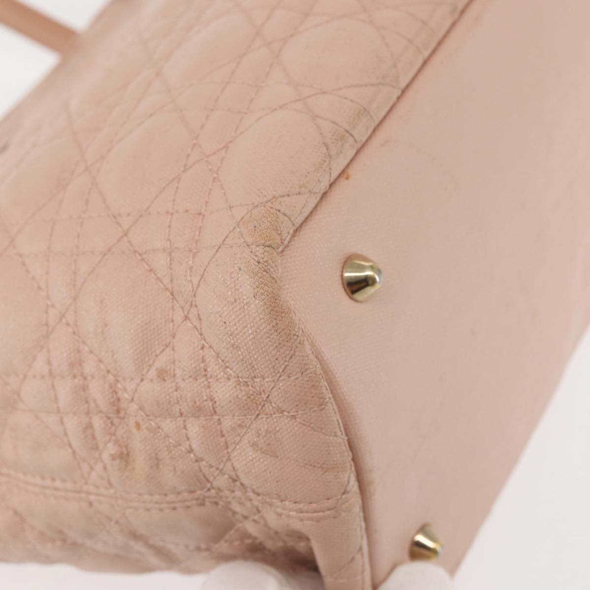 Christian Dior Canage Tote Bag Leather Pink Gold Auth 145360