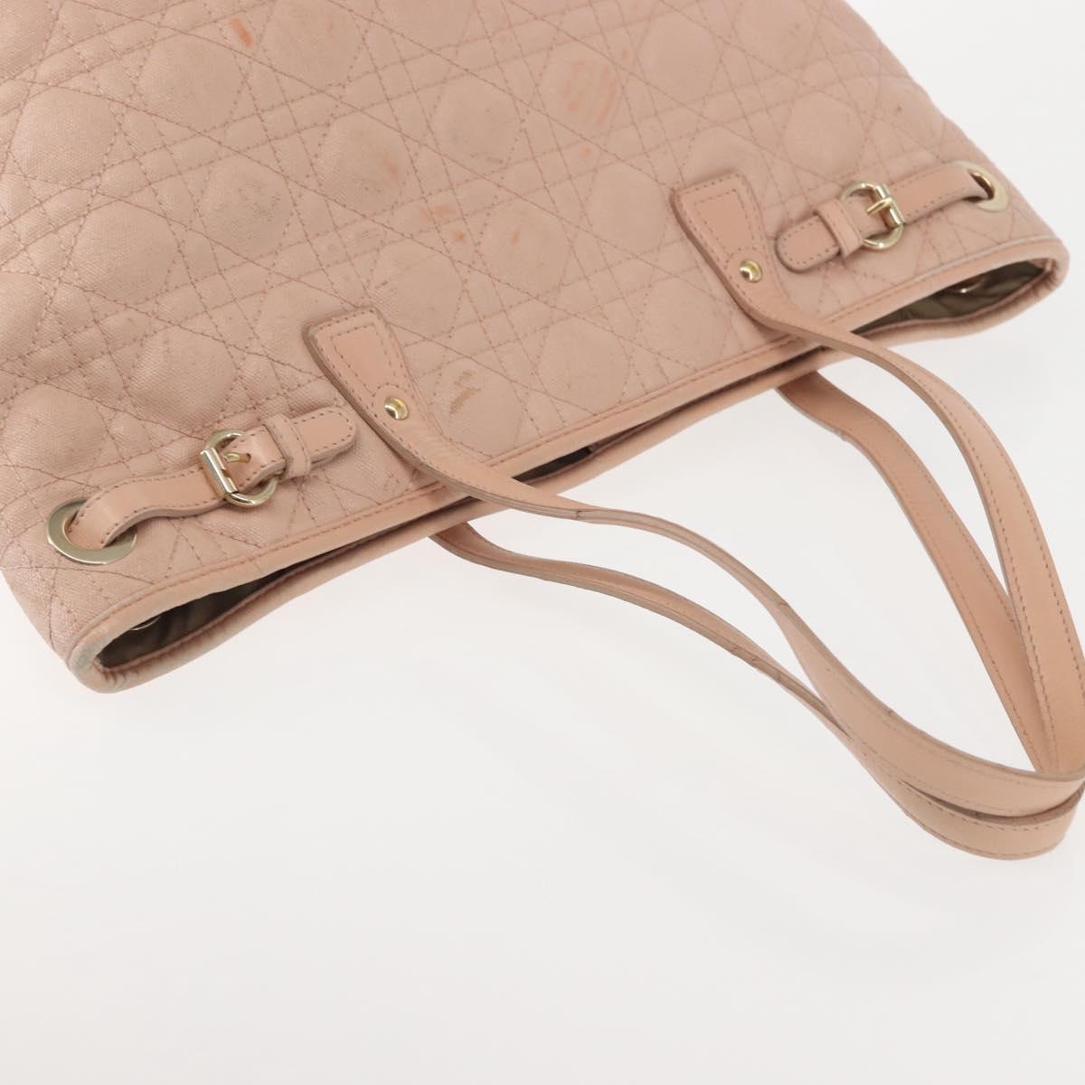 Christian Dior Canage Tote Bag Leather Pink Gold Auth 145360