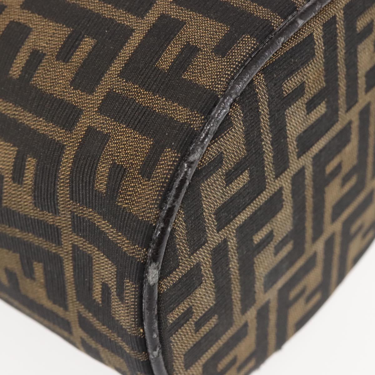FENDI Zucca Canvas Vanity Pouch Black Brown Auth 145361