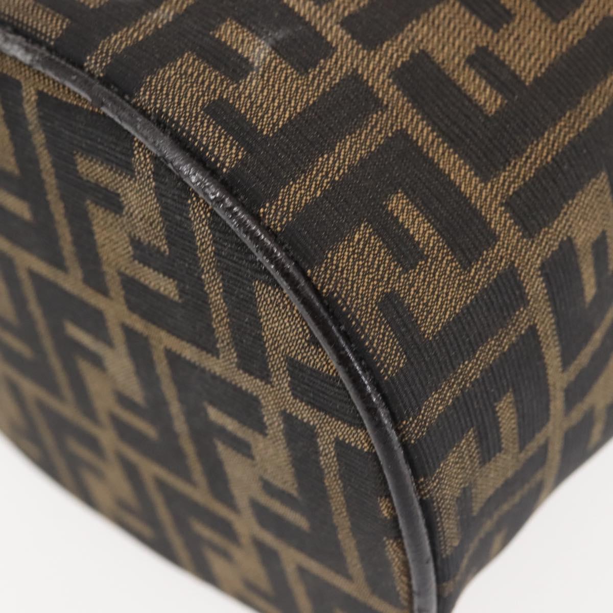 FENDI Zucca Canvas Vanity Pouch Black Brown Auth 145361