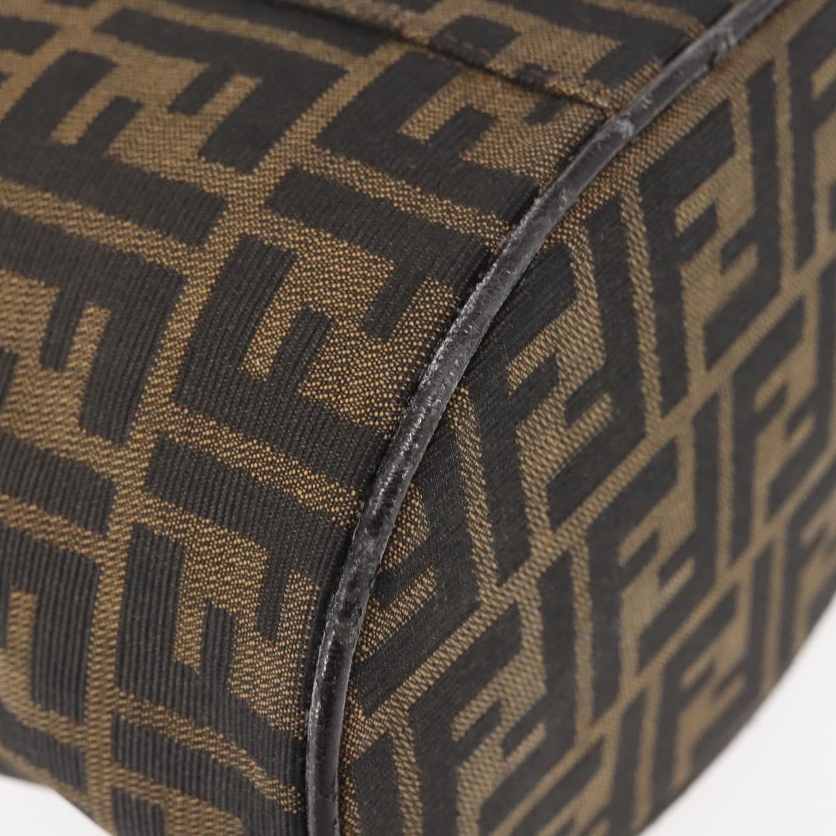FENDI Zucca Canvas Vanity Pouch Black Brown Auth 145361