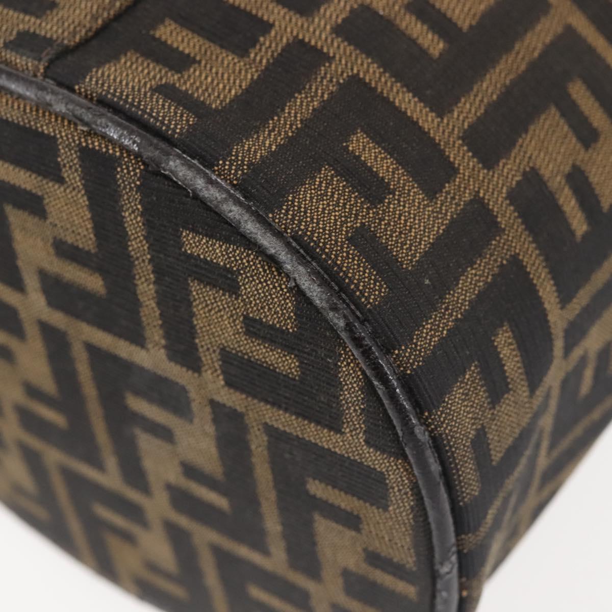 FENDI Zucca Canvas Vanity Pouch Black Brown Auth 145361