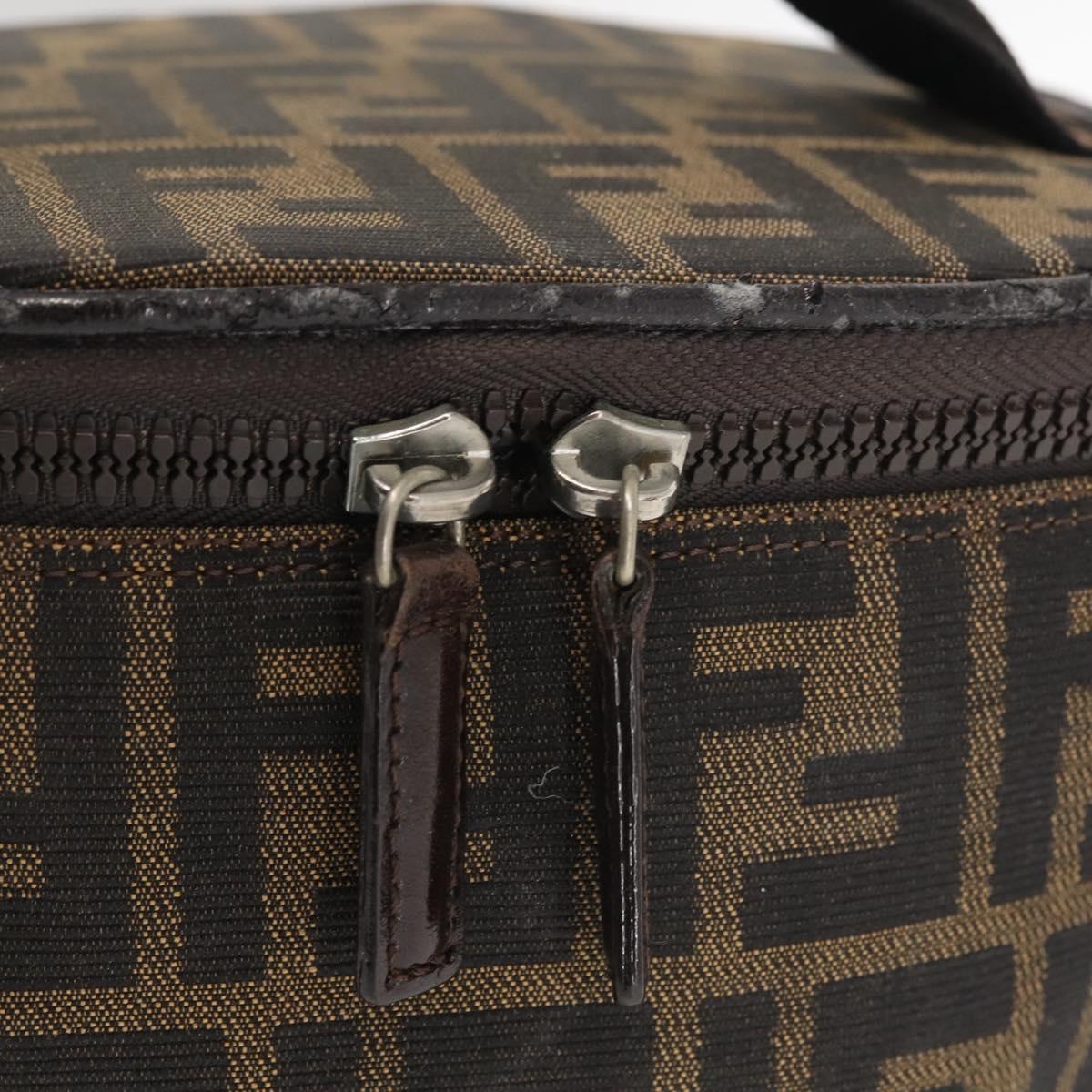 FENDI Zucca Canvas Vanity Pouch Black Brown Auth 145361