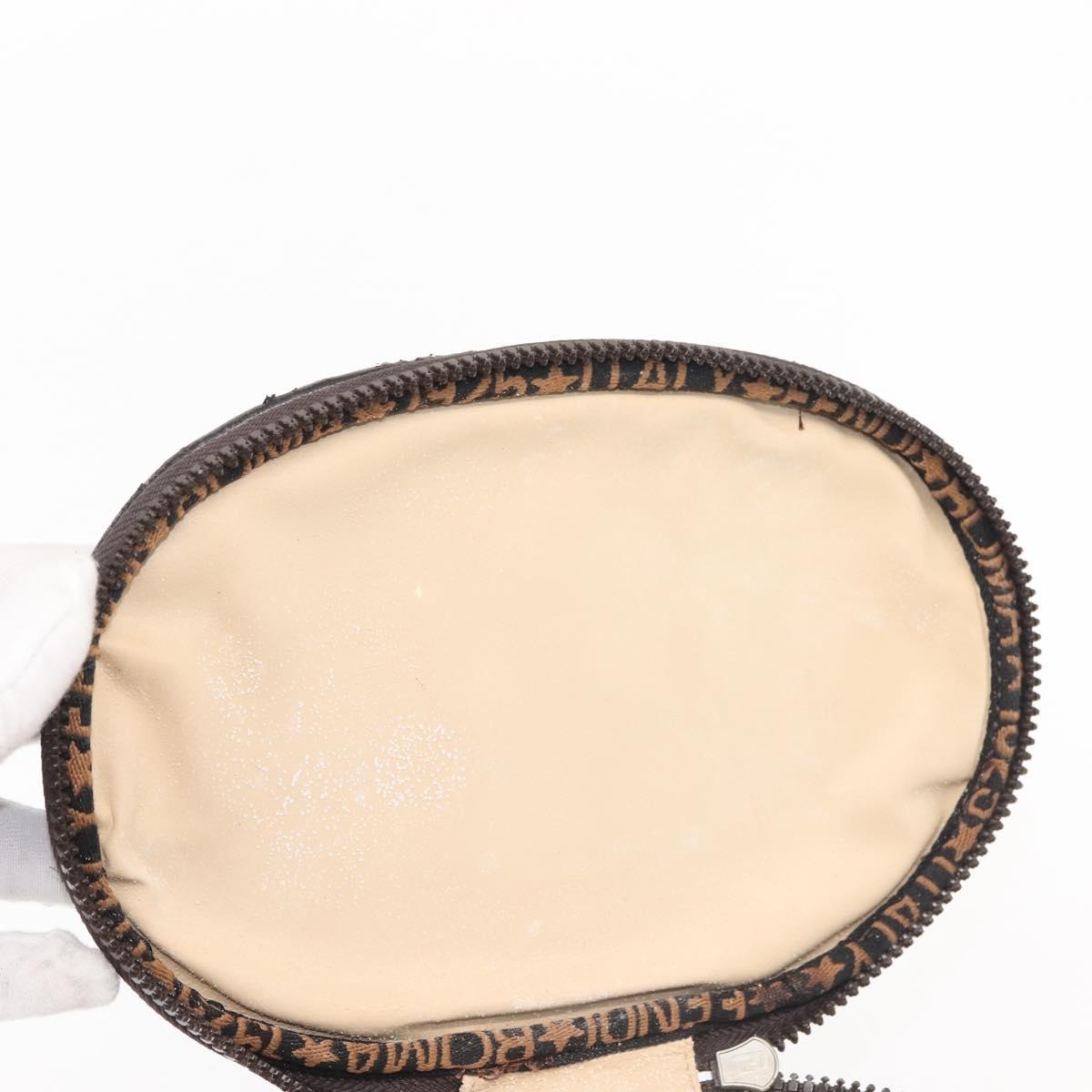 FENDI Zucca Canvas Vanity Pouch Black Brown Auth 145361